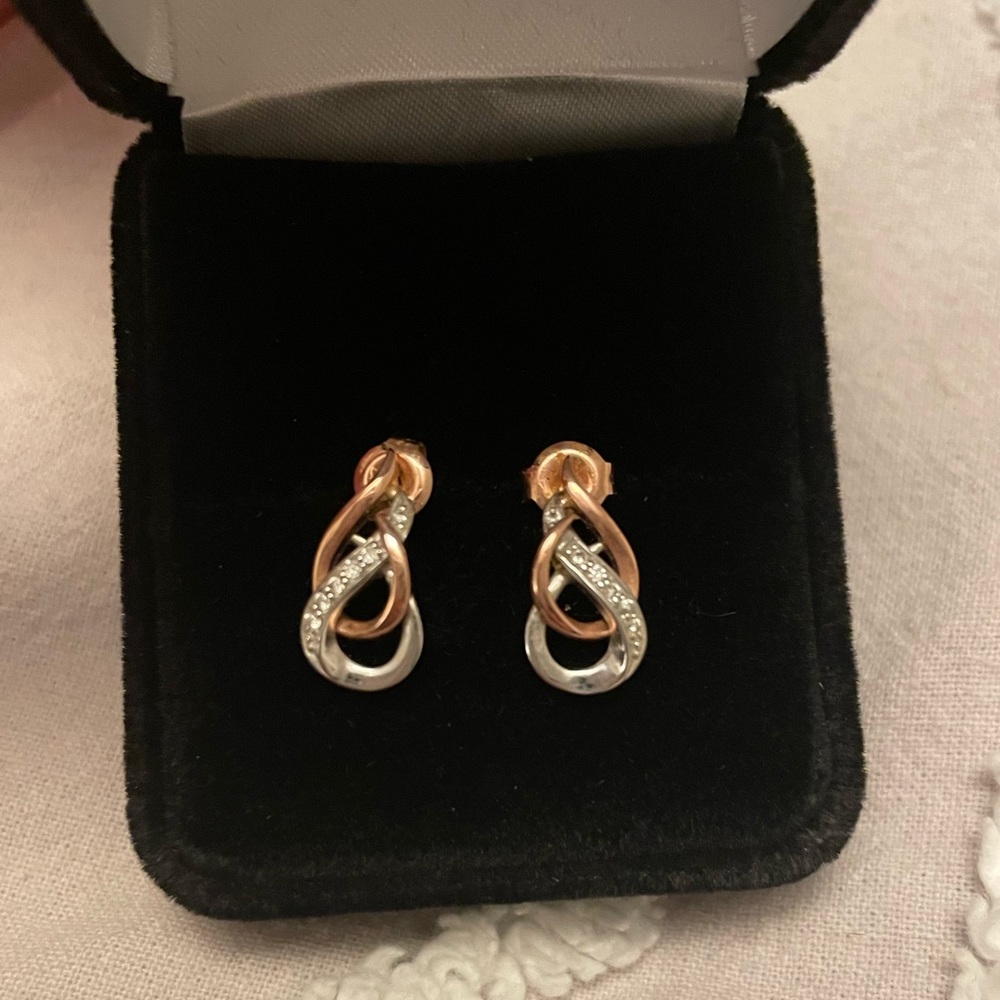 Rose Gold and Diamond Infinity Stud